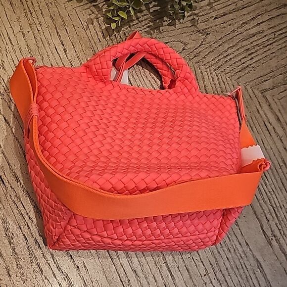 Madison West Kya neoprene 2 in 1 satchel bag NWT thick web canvas strap - Picture 6 of 7